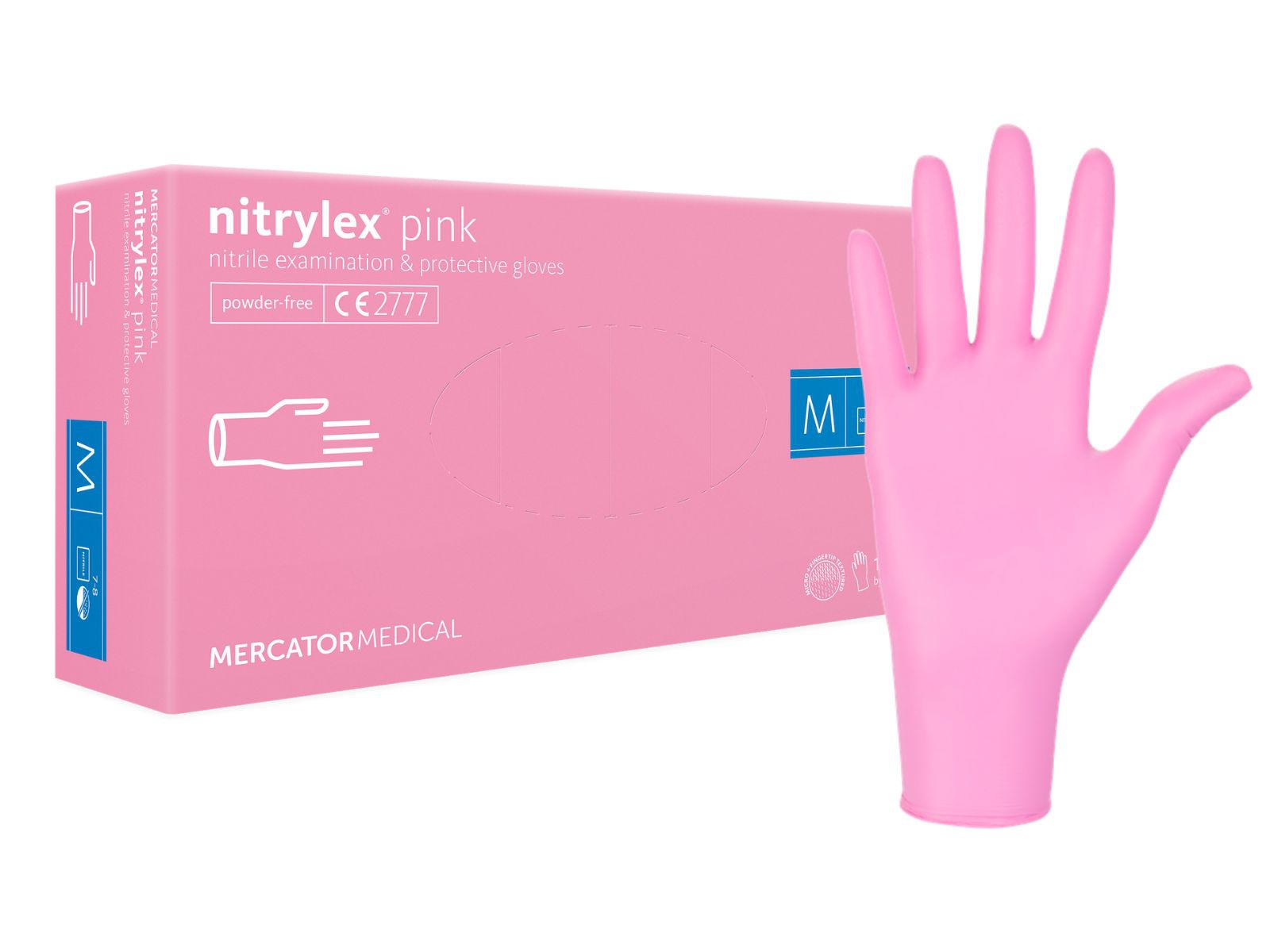 Rękawice Nitrylex Pink M Mercator Bezpudrowe A100
